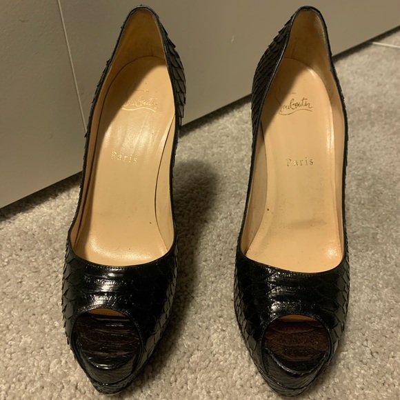 Christian Louboutin Python Peep-Toe Pumps 39 - Picture 1 of 7